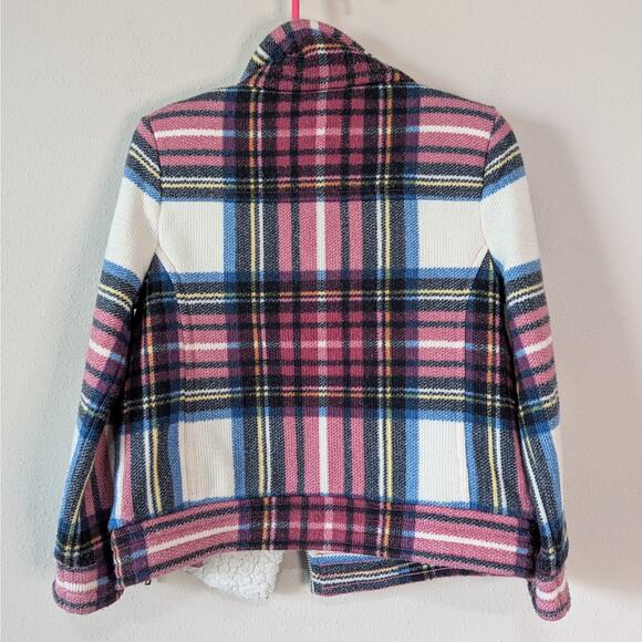 Arizona Jean Co Y2K Pink Plaid Fleece Lined Asymmetrical Zip Up Coat Size 4 - Picture 6 of 7